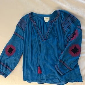 Maeve Blue long sleeve summer tunic XS